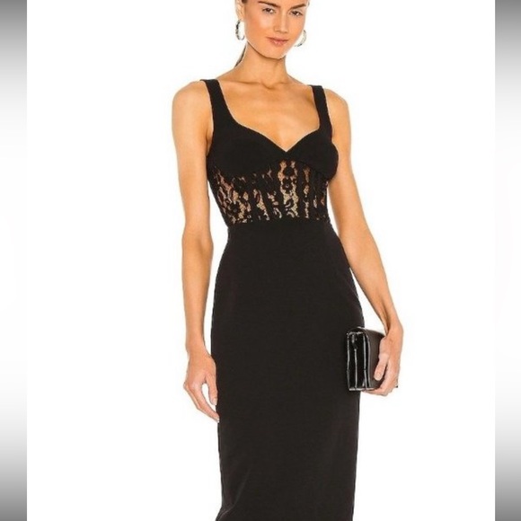 BARDOT REVOLVE CORSET LACE MIDI COCKTAIL DRESS - Picture 1 of 7